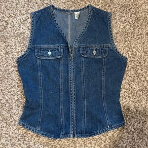 Vintage Denim Zip-Up Vest